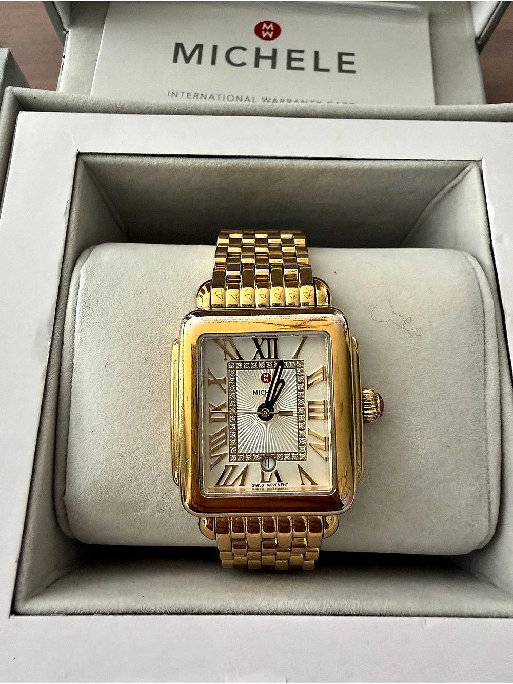 Michele Deco Madison 18K Gold-Plated Diamond Watch Gold